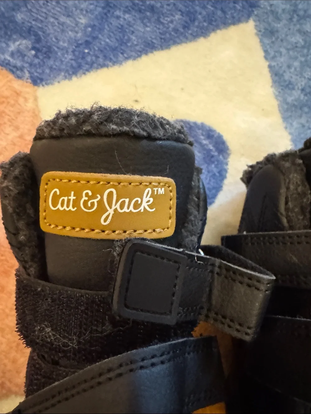 Cat & Jack Black Kids' Rain & Snow Boots with Gray Fleece Lining